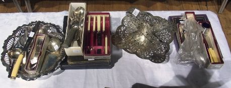 Quantity EPNS flatware, EPNS cake basket, EPNS Hors D'oeuvres stand etc