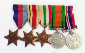 Group of five WWII medals, to include a George VI 1939-1945 Star, a George VI Africa Star, a