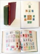 Green stockbook and red album with very good world stamps, early to middle period (2 albums)