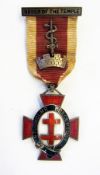 Victorian Masonic Order of the Knights Templar medal, red enamel cross, with "studholme