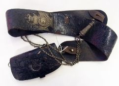 Victorian officers belt, pouch, belt plate and whistle on chain, Finsbury rifles 7th volunteer