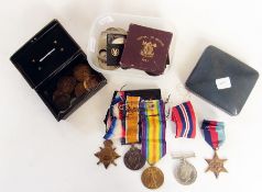 WWI 1914-15 Star, War and Victory medals correctly named to "2523. Pre. E.A. Davis, Glouc, R." two