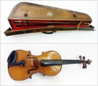 Continental violin, probably 19th century, bearing label to interior "Antonius Stradivariu