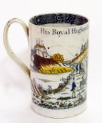 Rare 18th century Staffordshire pearlware mug circa 1793-95 "His Royal Highness Frederic Duke of