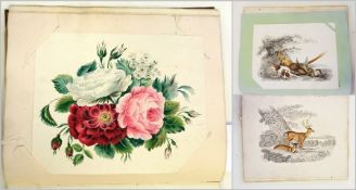 Early Victorian album, containing various handwritten poems, watercolour sketches and autographs,