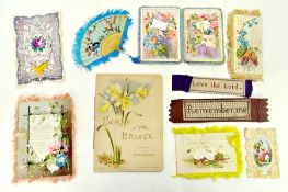 Small quantity of embroidered postcards and samplers (1 box)