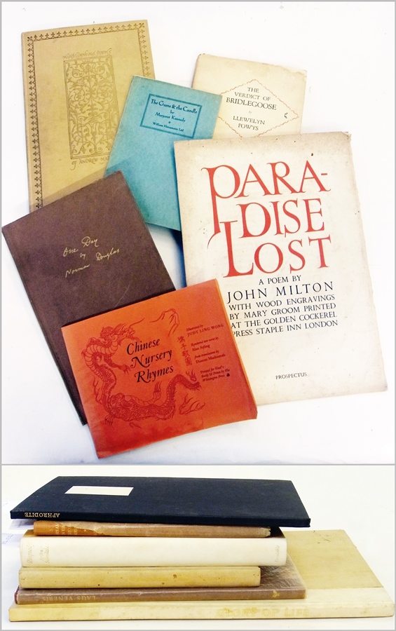 A collection of Private Press volumes, including:- pamphlet for "Paradise Lost", printed at the