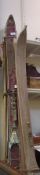 Pair of laminated wooden skis, marked "Sturzhahn", length 203cm each, and another, smaller, pair,