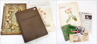 Selection of ephemera to include:- "Roses" by Pierre-Joseph Redoute, "Flower Portraits" by Eva