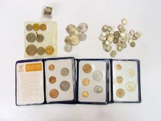 Elizabeth II florin (5), extremely fine, shilling 1943, 1970, extremely fine, 1953 coin set, mint in