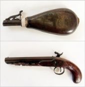 19th century Musket percussion cap, with powder flask