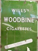 Will's "Woodbine" cigarettes green advertising board, 90cm x 60cm