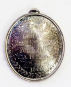 Silver medal hallmarked London 1806 "First Essex Legion, presented by Lieut. Col. John. R.