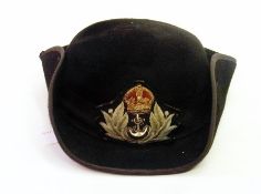 WWII WRMS Wrens womans Royal Navy service tricorn hat, with label to inside "Woodrow, Piccadilly,