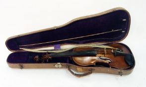 Early 20th-century violin attributed to James Thompson, Stromness dated 1906, length 59cm, with
