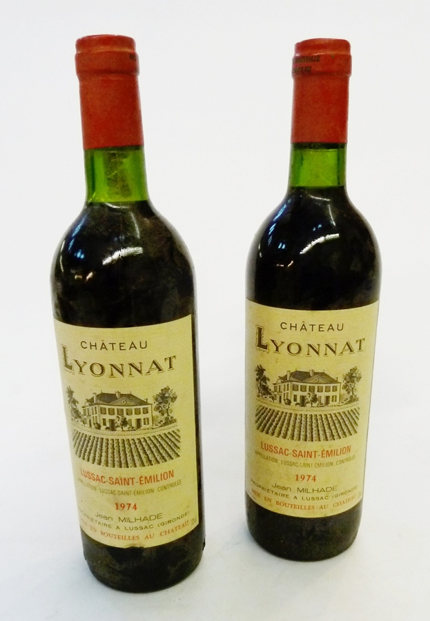 Eight bottles of ChÃ¢teau Lyonnat 1974 Lussac-Saint-Emilion