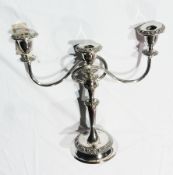 An EPNS candelabrum with pair reeded reflexed scroll branches