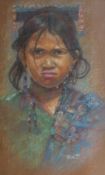 Pastel drawing 
Pela (?) 
Head and shoulders portrait of a South American girl, signed and dated '