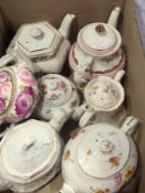 Royal Austria porcelain teapot, rose painted, six other teapots and a quantity of continental and