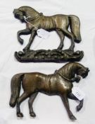 Two cast iron flatback models of horses, 23cm wide