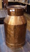 A large copper milk urn with handle, 33cm high