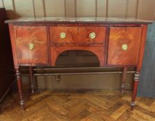 19th century mahogany sideboard, rectangular with reeded top, one short drawer flanked by cupboard