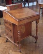 Late Victorian walnut Davenport with pen box, having lift up lid to top, sloping lid to the