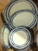Large quantity Losolware "Ormonde" pattern dinnerware including meat plates, vegetable and sauce