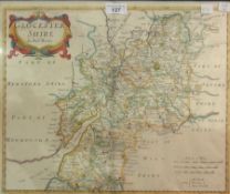 Old engraved map of Gloucestershire 
Robert Morden 
Handcoloured, 37 x 43cm and an 
Engraved map