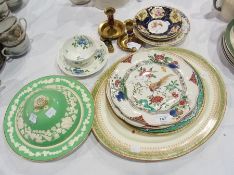 Two Booths pottery plates, exotic bird decorated, Mintons Tiffany and Co china plate with stylised