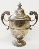 Edwardian Walker and Hall silver two-handled trophy cup, "Southwell Rifle Club, 2nd Hicking