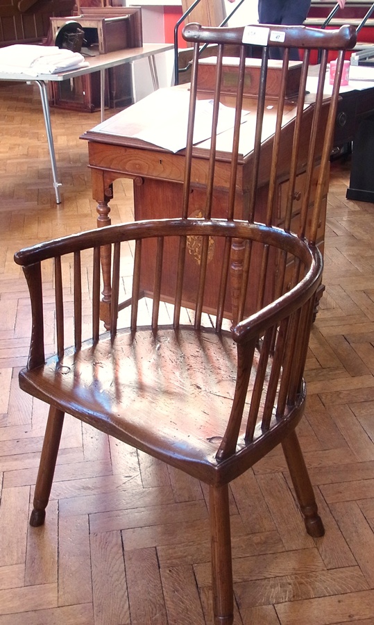 18th century and later elm and beech comb-back open armchair