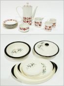 Royal Doulton pottery part dinner service, bamboo pattern including graduated meat plates, covered