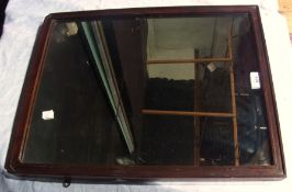 Mahogany framed wall mirror, rectangular with incuse corners