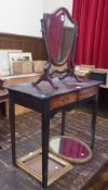 Mahogany hall table with two frieze drawers on tapering supports, and a gilt frame and two