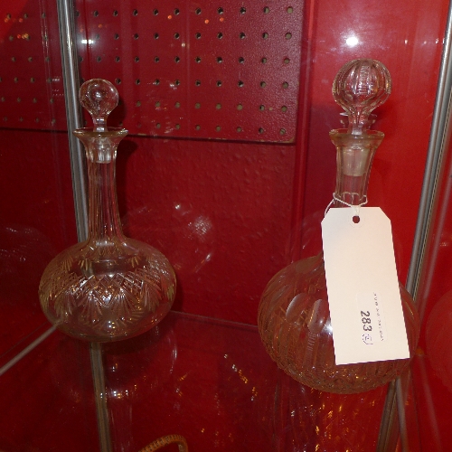 Two late C19th cut glass decanters