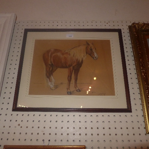 A pastel study of a horse signed G.H.Shelley glazed and frame