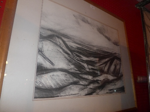 A charcoal study seascape glazed and framed