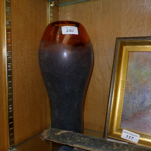 An amber glass vase signed Berlini Murano