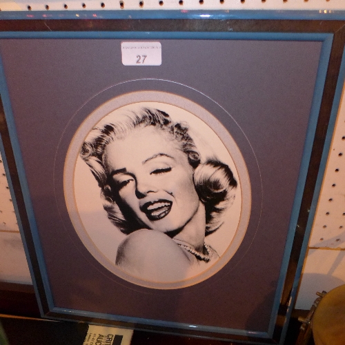 A Marilyn Monroe gelatin silver print head and shoulders shot, printed in England, framed H 24 x W