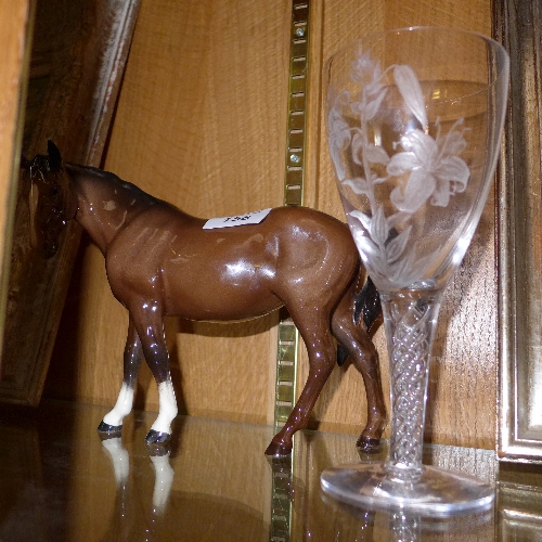 Beswick horse and wheel engraved glass