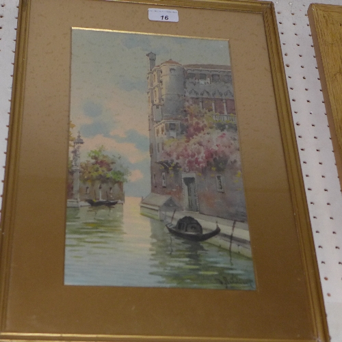 Signed C19th watercolour by Vittorio Arcolin,Palazzo by a Venetian canal