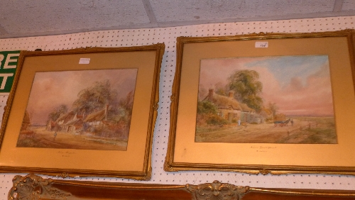 A pair of signed gilt framed watercolours circa 1900 by Edward Nevil of rural scenes one entitled `