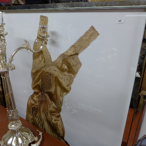 A large contemporary print 'gold dress' in mirrored frame