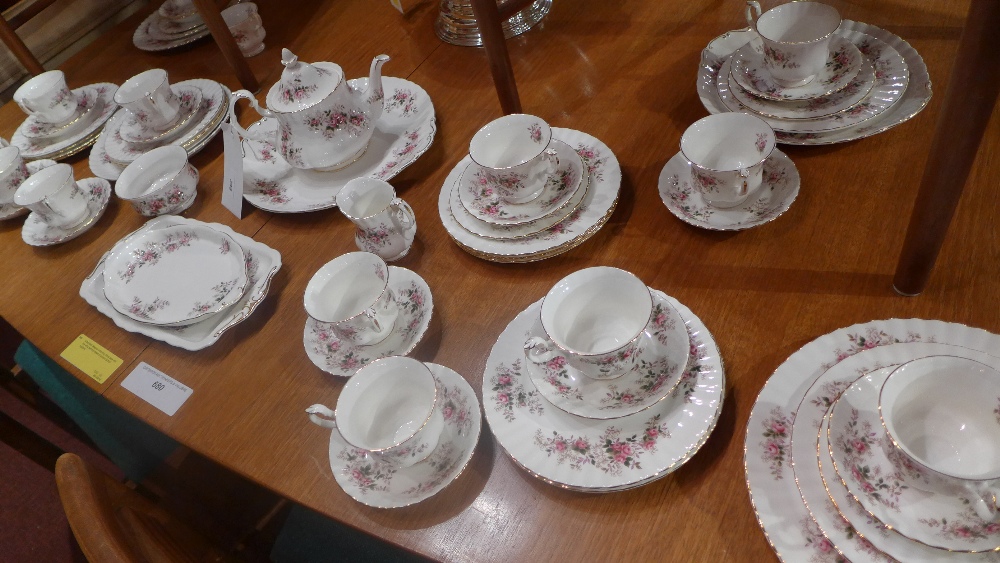 A Royal Albert Lavender Rose pattern extensive tea set including tea set, cups, saucers, plates and