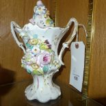 A pair of C19th Rockingham style porcelain pot pourri vases (a/f)