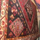 A fine South West Persian Qashgai rug 155 x 115 cm  triple pole medallion on a border teracotta