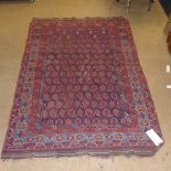 A hand knotted Kazak style rug the blue