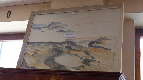 A 1960`s Chinese watercolour Hong Kong scene `Bay of Sai Kung II` signed with details to verso H 53