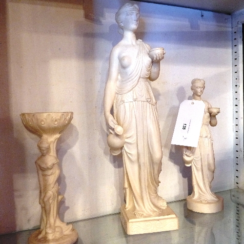 A plaster Classical maiden figure and two smaller similar figures (3) H 25 - 47 cm